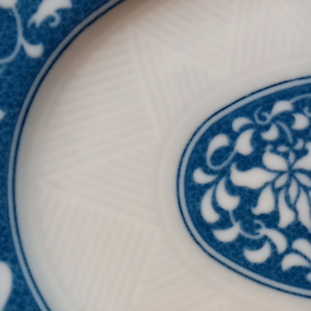 JAPANESE Set Of 5 Porcelain Sushi Dish Hand Painted Blue White Floral Design - Picture 7 of 9